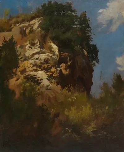 Krajobraz, skały, Anselm Feuerbach