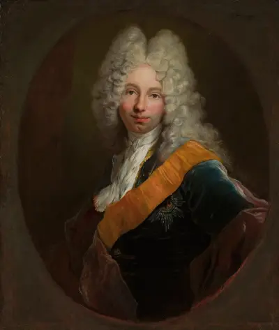 Friedrich Wilhelm Kettler (1692–1711) (Porträt eines Mannes in Perücke mit dem Schwarzen Adlerorden) von Antoine Pesne