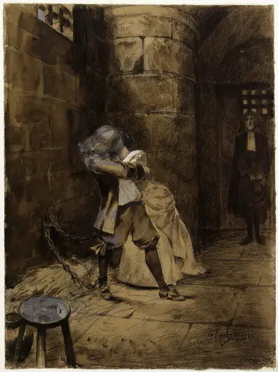 Ethel et Ordener dans la prison av Georges Antoine Rochegrosse
