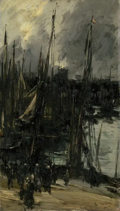 Harbour view in Dunkerque av Antoine Vollon
