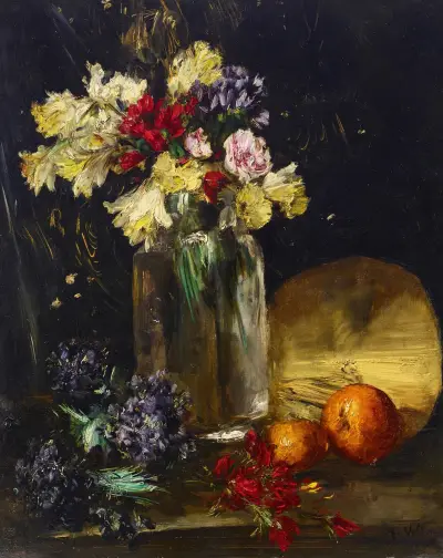 Stillleben mit Narzissen, Veilchen und Orangen von Antoine Vollon