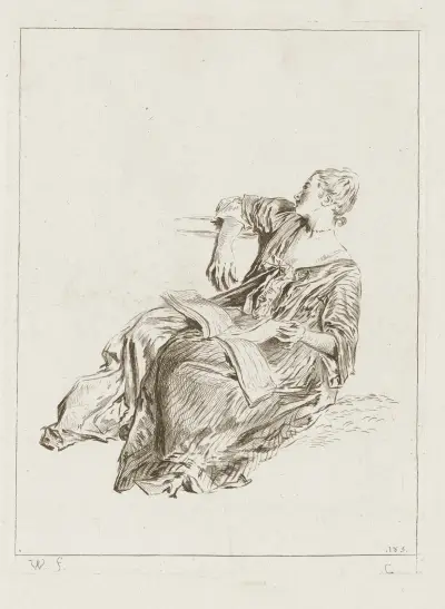 Kostümtafel Nr. 185 (18. Jahrhundert) von Jean-Antoine Watteau