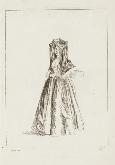 Kostümtafel Nr. 208 von Jean-Antoine Watteau