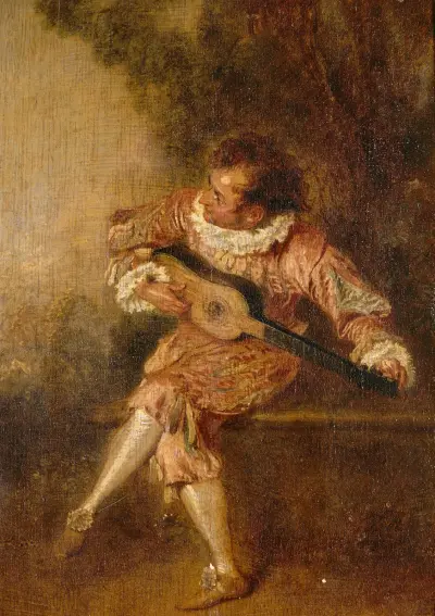 Der Serenadespieler (Mezzetin) von Jean-Antoine Watteau