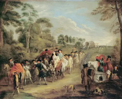 Marschierende Soldaten von Jean-Antoine Watteau