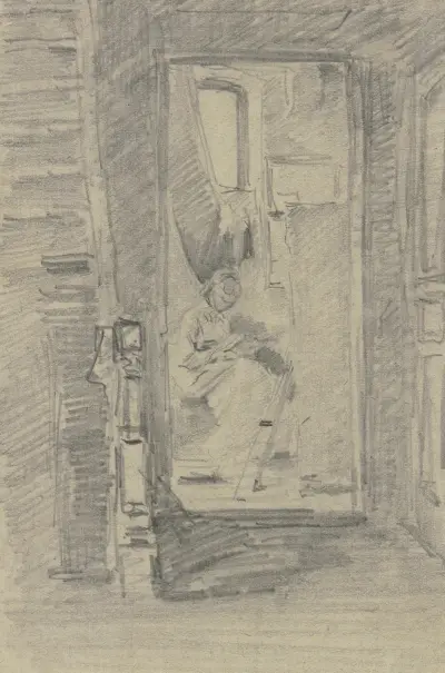 Blick in des Künstlers Atelier av Anton Burger