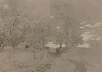 Farmstead at the road av Anton Burger