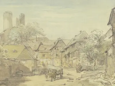 Oberreifenberg mit Burg Reifenberg av Anton Burger