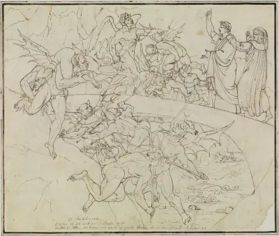 Am Pechsee der Krämer, der Ratsherr von Lucca (Dante Inferno, Canto 21, V 34) 2, Joseph Anton Koch