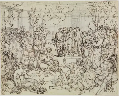 Dante und Virgil bei den Heiden im Limbus (Dante Inferno, Canto 4, V 52), Joseph Anton Koch