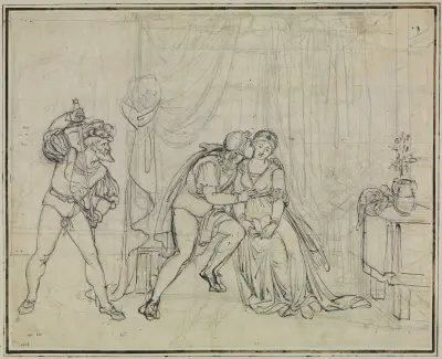 Francesca und Paolo von Malatesta überrascht (Dante Inferno, Canto 5, V 100), Joseph Anton Koch