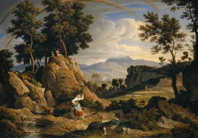 Landscape near Olevano with Rainbow, Joseph Anton Koch