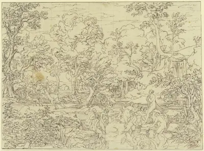 Landschaft mit Diana und Aktäon., 1832 – nr 1 av Joseph Anton Koch