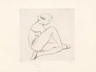 Femme assise de profil, à droite, un genou plié, un genou relevé av Aristide Maillol