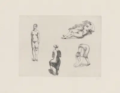 Planche aux quatre croquis av Aristide Maillol