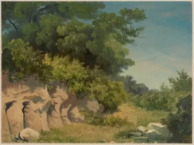 Cliff overgrown with trees av Arthur Blaschnik