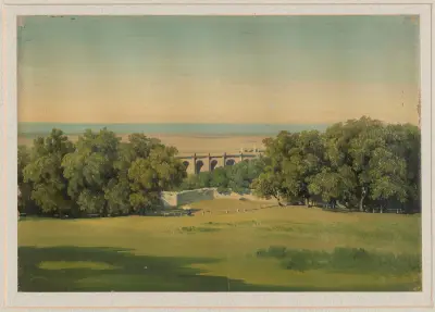 Landscape with arcades among trees av Arthur Blaschnik