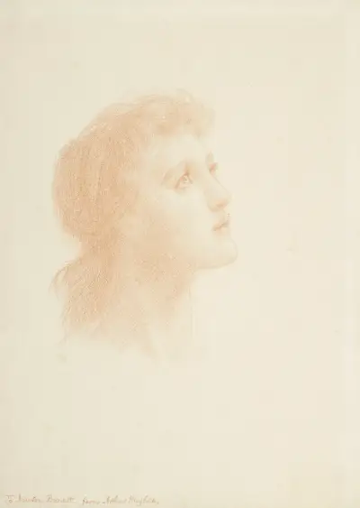 Head of a girl av Arthur Hughes