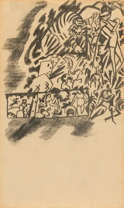 Entwurf zur Tigerjagd av August Macke