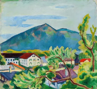 Frühlingslandschaft in Tegernsee av August Macke