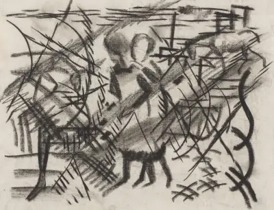 Girls on the Railway Crossover in the Evening av August Macke