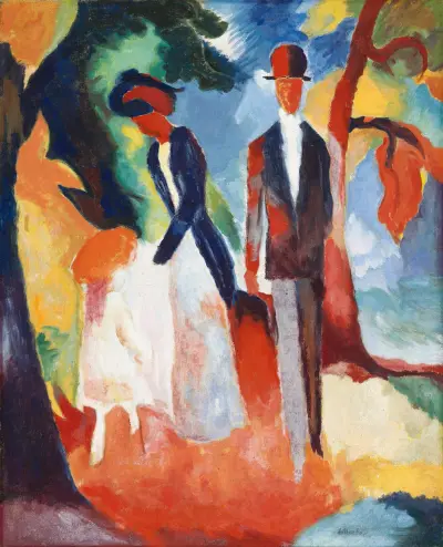 People by the Blue Lake av August Macke