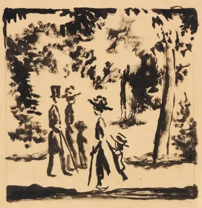 Spaziergänger im Park av August Macke