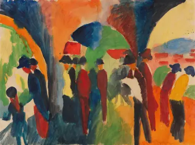 Unter den Lauben von Thun (Ein Spaziergängermotiv) av August Macke