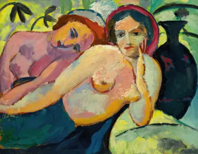Zwei Mädchen (orientalischer Entwurf) av August Macke