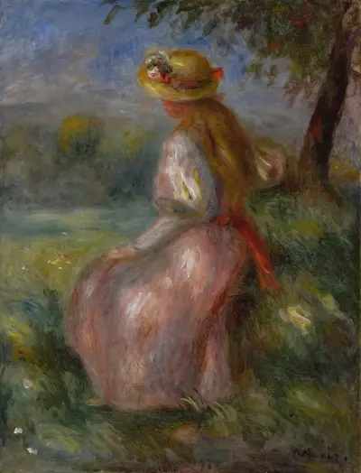 Jeune fille en rose av Pierre-Auguste Renoir