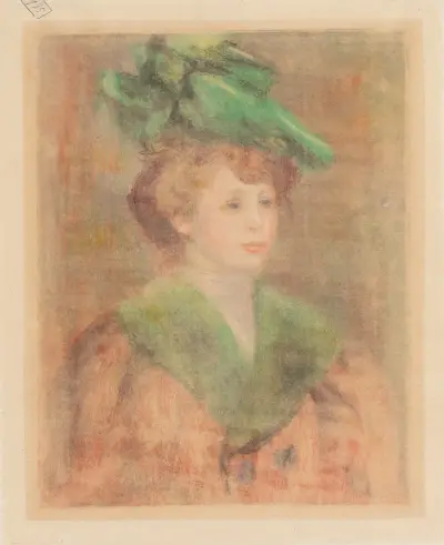 Lady With Green Hat (Mlle. Dieterle) av Pierre-Auguste Renoir