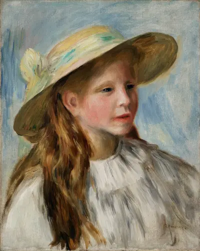 Little Girl With A Hat (Jeune Fille Au Chapeau) av Pierre-Auguste Renoir