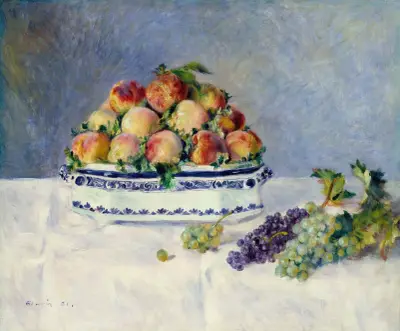 Still Life with Peaches and Grapes av Pierre-Auguste Renoir