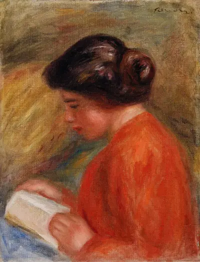 Young Woman Reading (Jeune femme lisant, buste) av Pierre-Auguste Renoir