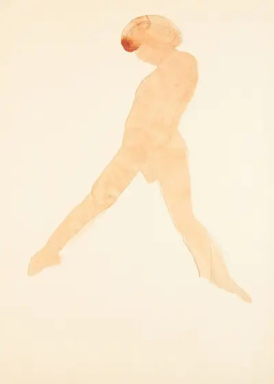 Female nude, leaning forward, legs outstretched, hands on knees, top of hair cut off von Auguste Rodin