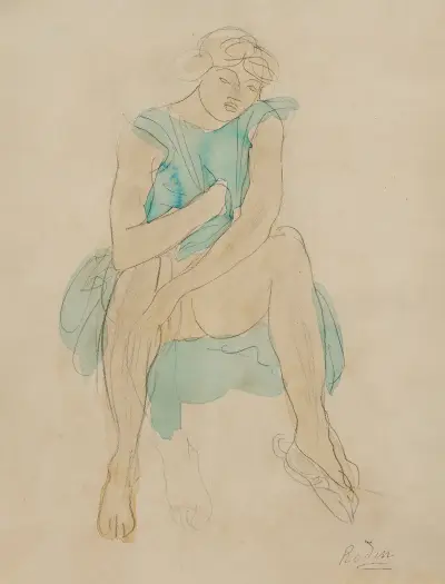 Femme assise vêtue de bleu. Psyché, Auguste Rodin