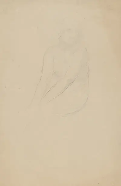 Seated female nude, body facing left, head facing right, Auguste Rodin