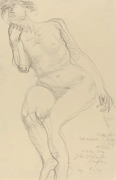 Seated Female Nude Leaning to the Left von Auguste Rodin