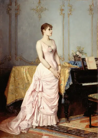 Portrait de Rose Caron (1857-1890), chanteuse. von Auguste Toulmouche