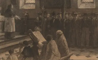 Hostina Společnosti lukostřelců, Léon Augustin Lhermitte