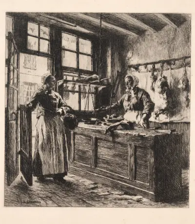 Interiér z řeznictví, 1881 – Nr. 2, Léon Augustin Lhermitte