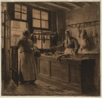 Interiér z řeznictví, 1881 – Nr. 1, Léon Augustin Lhermitte
