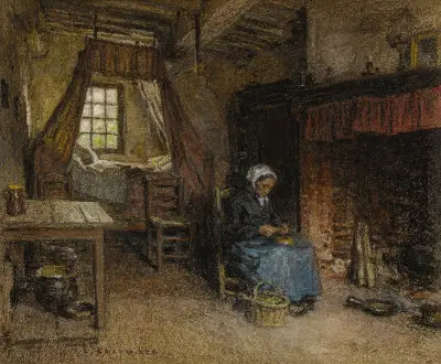 Selka před krbem, Léon Augustin Lhermitte