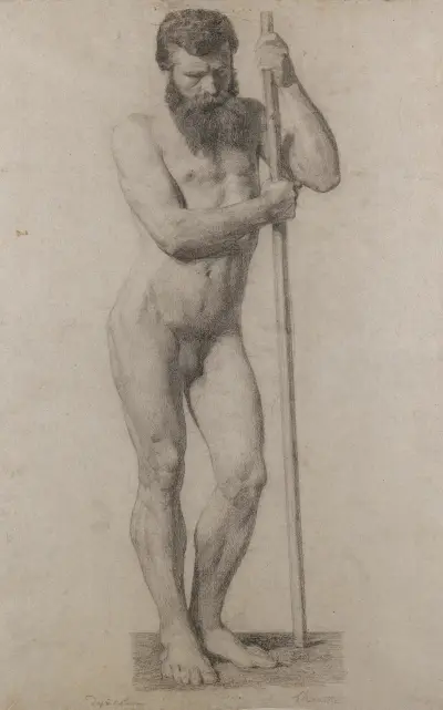 Standing Male Nude av Léon Augustin Lhermitte