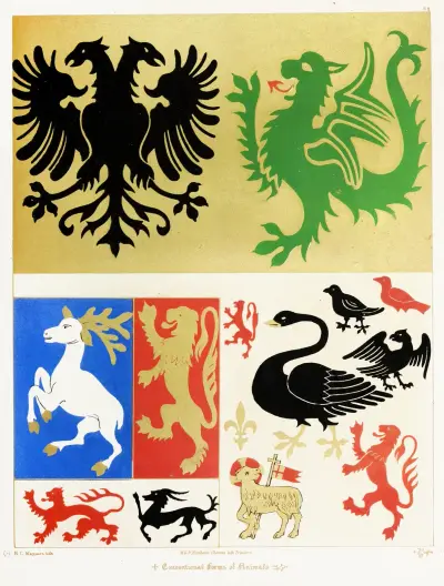 Conventional Forms of Animals ; Eagle, Dragon, Hart, Lion, Swan, Lamb, Martlet., Augustus Pugin