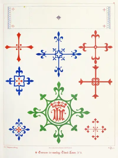 Crosses for marking Altar Linen, Augustus Pugin