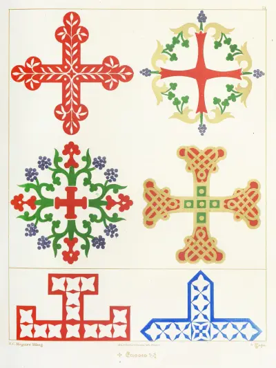 Six floriated Crosses., Augustus Pugin