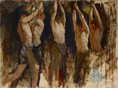Figure Study, for The Spirit of Vulcan, Genius of the Workers in Iron and Steel, Rotunda, Pennsylvania State Capitol, Harrisburg av Edwin Austin Abbey