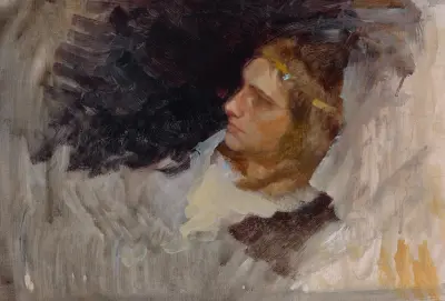 Figure Study of Hamlet, for The Play Scene, Hamlet, Act III, Scene II av Edwin Austin Abbey