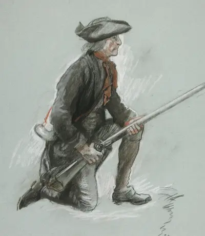 Studie für eine Figur im Wandbild „Valley Forge“ im Kapitol des Bundesstaates in Harrisburg, Pennsylvania von Edwin Austin Abbey